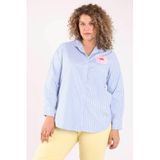 Paprika Gestreepte Blouse Plus Size met Backprint - Blauw