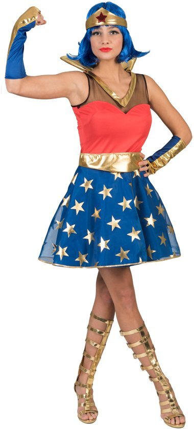 Funny Fashion Verkleedpak superheldin jurk vrouw Super Woman 44-46