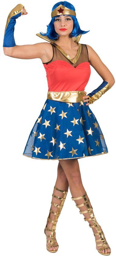Funny Fashion Superheldin Jurk Super Woman Vrouw 44-46