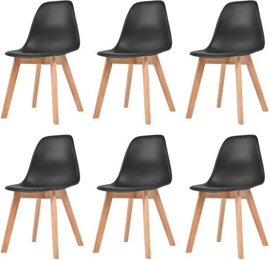 vidaXL Eetkamerstoelen 6 stuks kunststof zwart