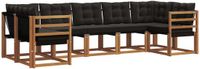 vidaXL - Hoek loungeset - 7 zitplaatsen - Acacia hout - Naturel en zwart