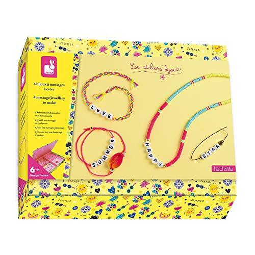 Janod Set van 4 sieraden om te knutselen, de Ateliers Bijoux, creatieve set voor kinderen, educatief spel van fijne motoriek en creativiteit, vanaf 6 jaar J07932