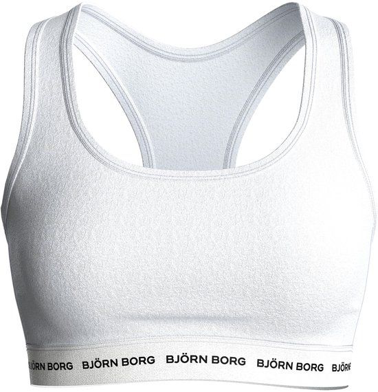 Björn Borg Logo Soft Sporttop Dames - Sportbeha Vrouwen - Katoen - Wit - Maat L