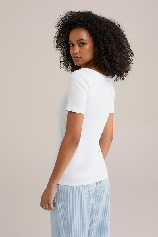 WE Fashion Dames T-shirt met boothals Wit XXL