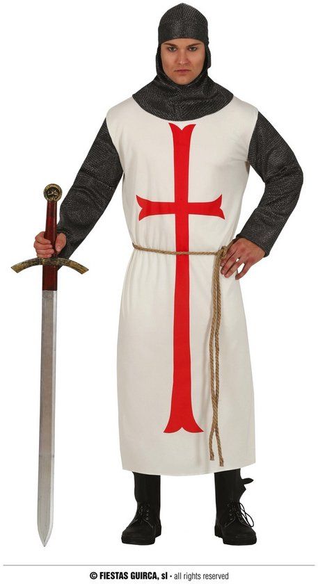 Fiestas Guirca Templar Verkleedkleding Heren Wit/grijs Maat 52-54