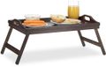 Merkloos Relaxdays Bedtafel Bamboe Inklapbaar met Handgrepen en Opstaande Rand - Dienblad - Donkerbruin