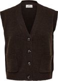 JDY Dames Trui S/L V-NECK VEST KNT NOOS Coffee Bean S