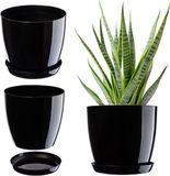 Merkloos Kadax Bloempot met onderschotel, rond, kunststof, zwart, Ø 23 cm