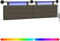 vidaXL - Hangend hoofdbord - Met LED-verlichting - Grijs - Kunstleer