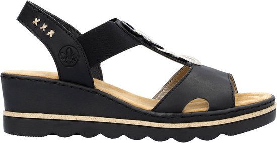 Rieker Sandalen Dames Zwart Maat 42 - Platte Sandalen met Klittenband - 2024 Collectie