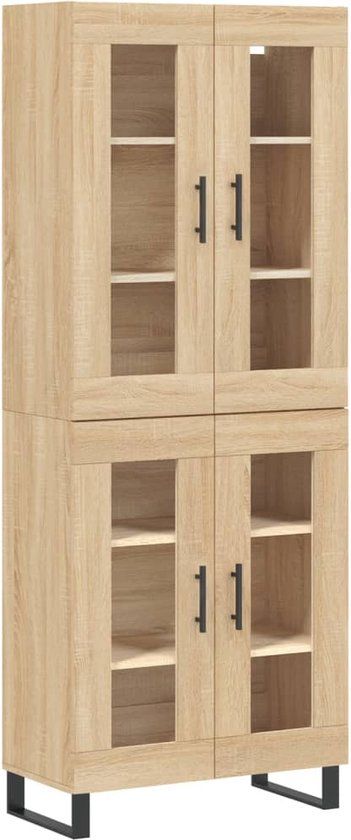 vidaXL Hoge kast bewerkt hout sonoma eikenkleurig 69,5x34x180 cm