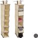Merkloos 2x hangende organizer - stof - hangende opberger - 6 vakken - beige