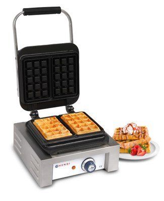 Hendi Wafelijzer - Brusselse Wafels - Gietijzeren Bakplaat - 2200W - Zwart/RVS