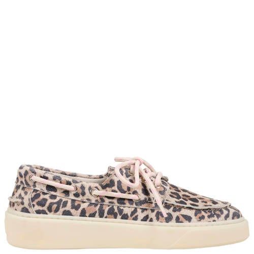 DWRS HAZEL leopard leren bootschoenen met panterprint beige/zwart