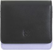 DuDu Flores Portemonnee Leer 10 cm - Dames - Staand formaat - black-lavander
