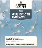 Lumineo Kerstverlichting - 40 LED lampjes - warm wit - batterij - lichtsnoer