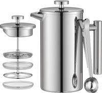 Ibenzoa Cafetière en acier inoxydable avec fonction thermos isolante et système de filtration quadruple