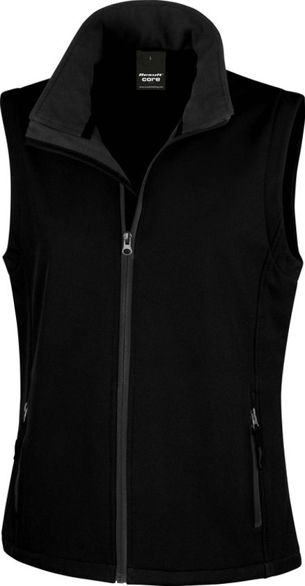 Result Softshell casual bodywarmer zwart voor dames - Outdoorkleding wandelen/zeilen - Mouwloze vesten S