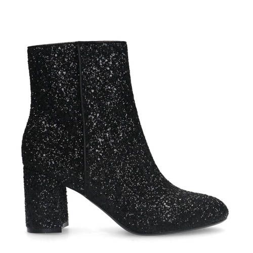 Manfield enkellaarzen met glitters zwart