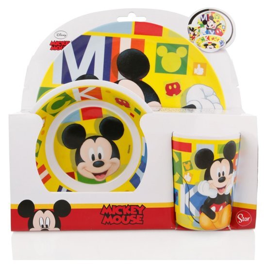 Stor S.L. Mickey Mouse Melamine ontbijtset /eetset 3 delig