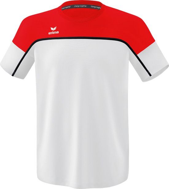Erima Change T-Shirt Heren - Wit / Rood / Zwart - Maat L