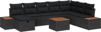 vidaXL Tuinbank Set 9-delig Zwart Polyrattan