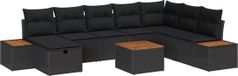 vidaXL Salon de jardin 9 pièces noir polyrattan