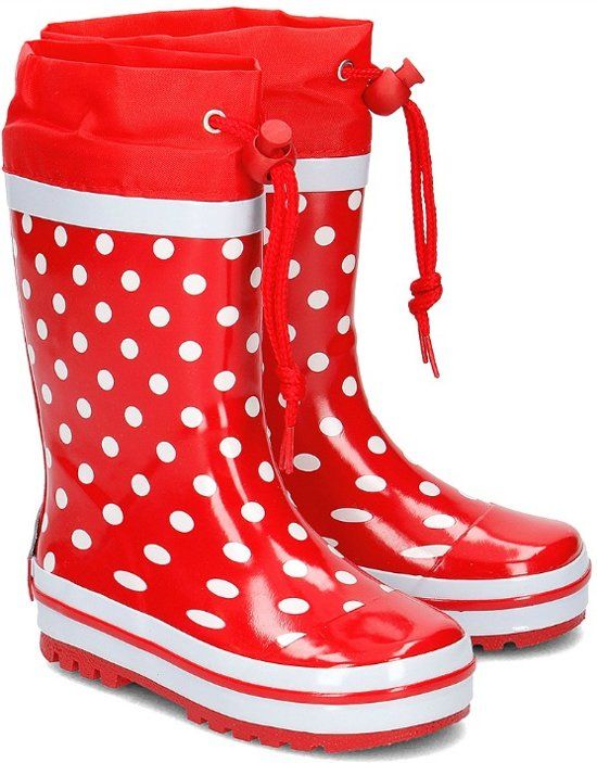 Playshoes Regenlaarzen Kinderen - Rood met Witte Stippen - Maat 22/23