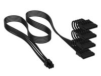 CORSAIR Elite Premium Type 5 Individueel Omhulde SATA (4 connectoren) PSU-Kabel – Drievoudige mesh paracord-omhulling, compatibel met Corsair Type 5 PSU's – Zwart