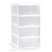 Plasticforte Ladeblokje/bureau organizer met 4x lades - transparant/wit - L26 x B36 x H49 cm