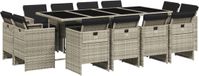 vidaXL 13-delige Tuinset met Kussens, Poly Rattan, Lichtgrijs