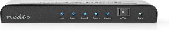 Nedis HDMI Splitter - 4-Poorts - 4K@60Hz - Antraciet