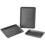 VEVOR Ensemble de casseroles, 3 pièces, acier au carbone antiadhésif ustensiles de cuisine feuilles et plateaux, empilable cuisine four moules à pâtisserie ensembles de cuisine avec poignées en silicone, facile à nettoyer, pour la cuisson