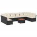 vidaXL 11-delige Loungeset met kussens, polyrattan, zwart