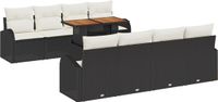 vidaXL - Tuinbank - Set - 4 zitplekken - Zwart - Polyrattan