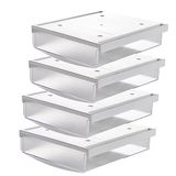 Tuka-lades, TUKA TKD8606 Set van 4 onderbureauladen, 3,5 l, 24 x 21 x 8 cm, zelfklevende laden, verborgen onder bureau, transparant