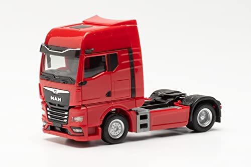 Herpa 315869 Truck Man TGX GX Tractor met spiegelnok, trouw aan zijn originele schaal van 1:87, autodiorama's, modelgebouwen, collector's Item, decoratie, gemaakt van plastic miniatuur, rood