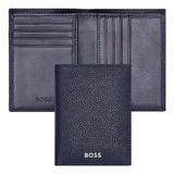 HUGO BOSS Leren Kaarthoes Classic Grained Card Case Dark Blue Donkerblauw