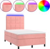 vidaXL Boxspringbed met matras en LED-verlichting, roze, 120x200 cm, fluweel