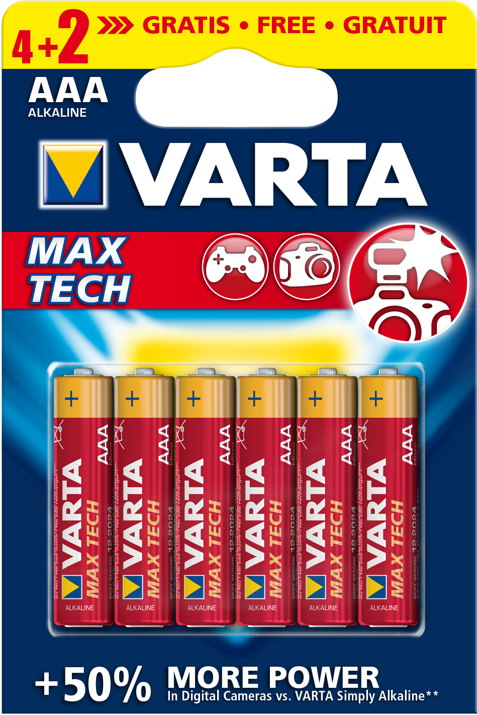 Varta Max Tech AAA Batterijen - 6 stuks