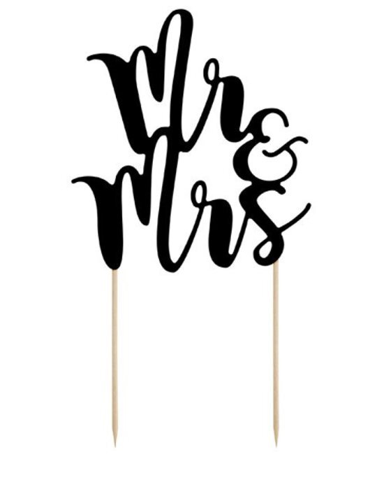 Partydeco Cake topper Mr & Mrs papier