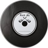 Santex Tafel placemats Muziek thema - onderleggers vinyl platen print - 18x stuks - Rond - zwart - Dia 34 cm