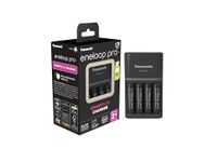 Panasonic eneloop SmartPlus oplader voor 1-4 AA/AAA Ni-MH batterijen, met 4 LED-indicatoren en 10 veiligheidsfuncties, inclusief 4 x Eneloop AA/Mignon batterijen, verbeterde capaciteit van min. 2000