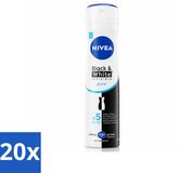 NIVEA Black & White Invisible Pure Deodorant Spray - 150 ml - Voordeelverpakking - 20 stuks