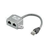 Goobay netwerkadapter (Cat 5 Ethernet- en ISDN RJ45-stekker naar 2x RJ45-aansluiting) zilver
