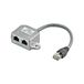 Goobay netwerkadapter (Cat 5 Ethernet- en ISDN RJ45-stekker naar 2x RJ45-aansluiting) zilver