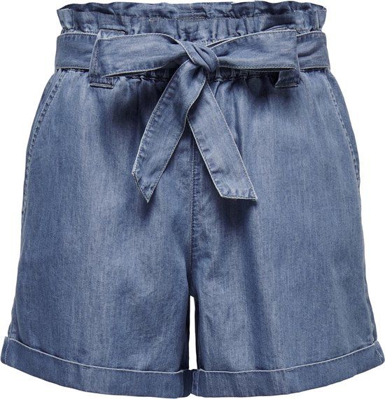 ONLY ONLBEA SMILLA HW PB LOOSE DNM SHORT - Women's Jeans - Size S - Medium Blue Denim