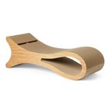 Amazon Basics krabmeubel voor katten, krabbox in kattenbedvorm, krabmat van golfkarton, interactief speelgoed en kattengras, FSC-gecertificeerd, 87,1 x 30,0 x 30,0 cm, houtkleur