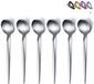 Unyqoos® Cuillères à thé en acier inoxydable, set de 6, poli de haute qualité – Argent mat, 6,6 pouces, inoxydable et lavable au lave-vaisselle, manche ergonomique, adapté à la cuisine et au restaurant