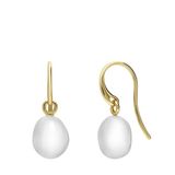Lucardi Dames Zilveren goldplated oorhangers zoetwaterparel - Oorbellen - 925 Zilver - Goudkleurig